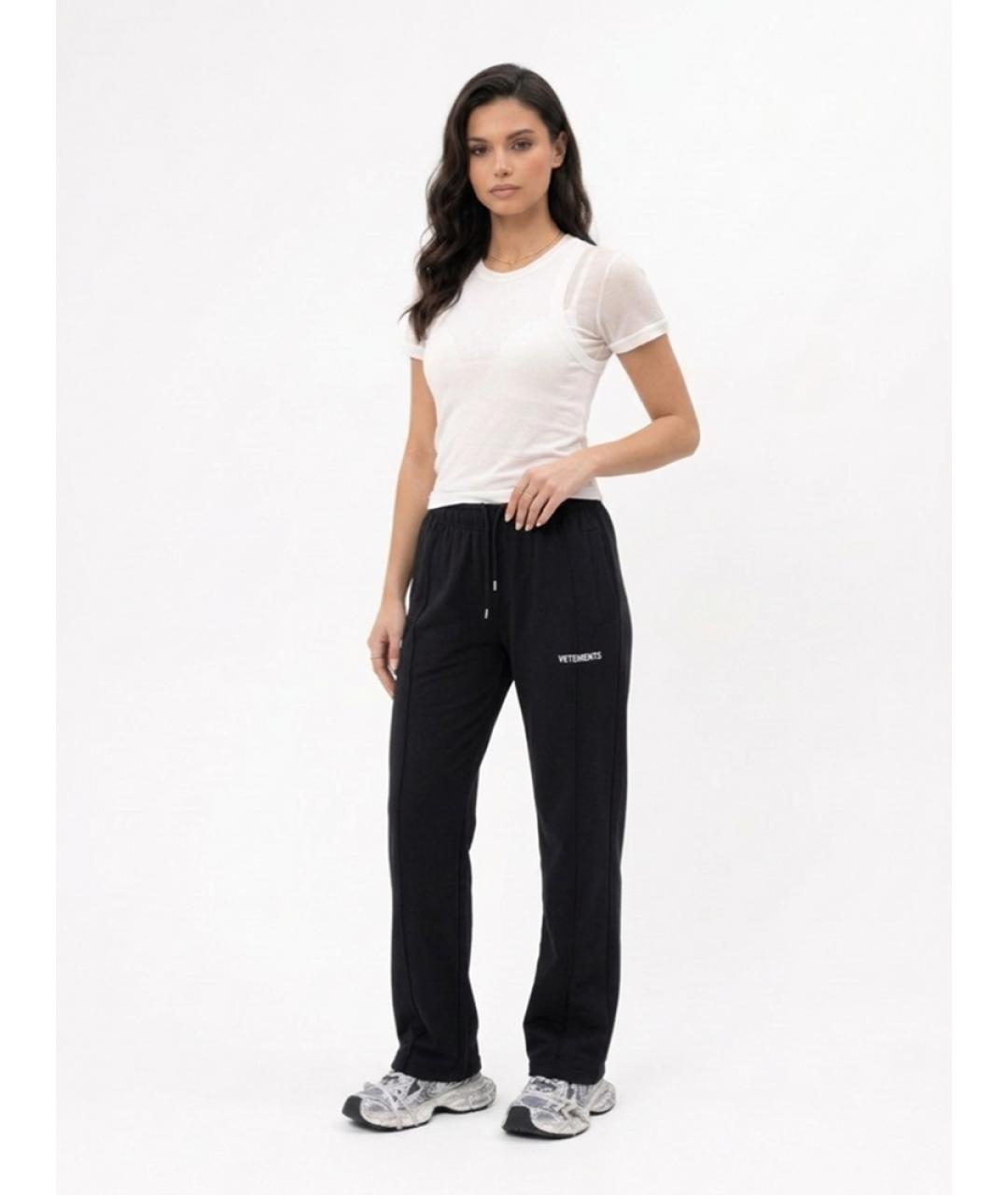 VETEMENTS Черные полиамидовые прямые брюки, фото 3