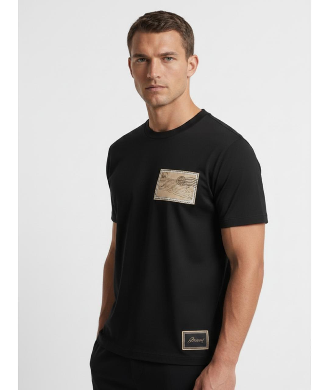 BRIONI Черная хлопковая футболка, фото 4