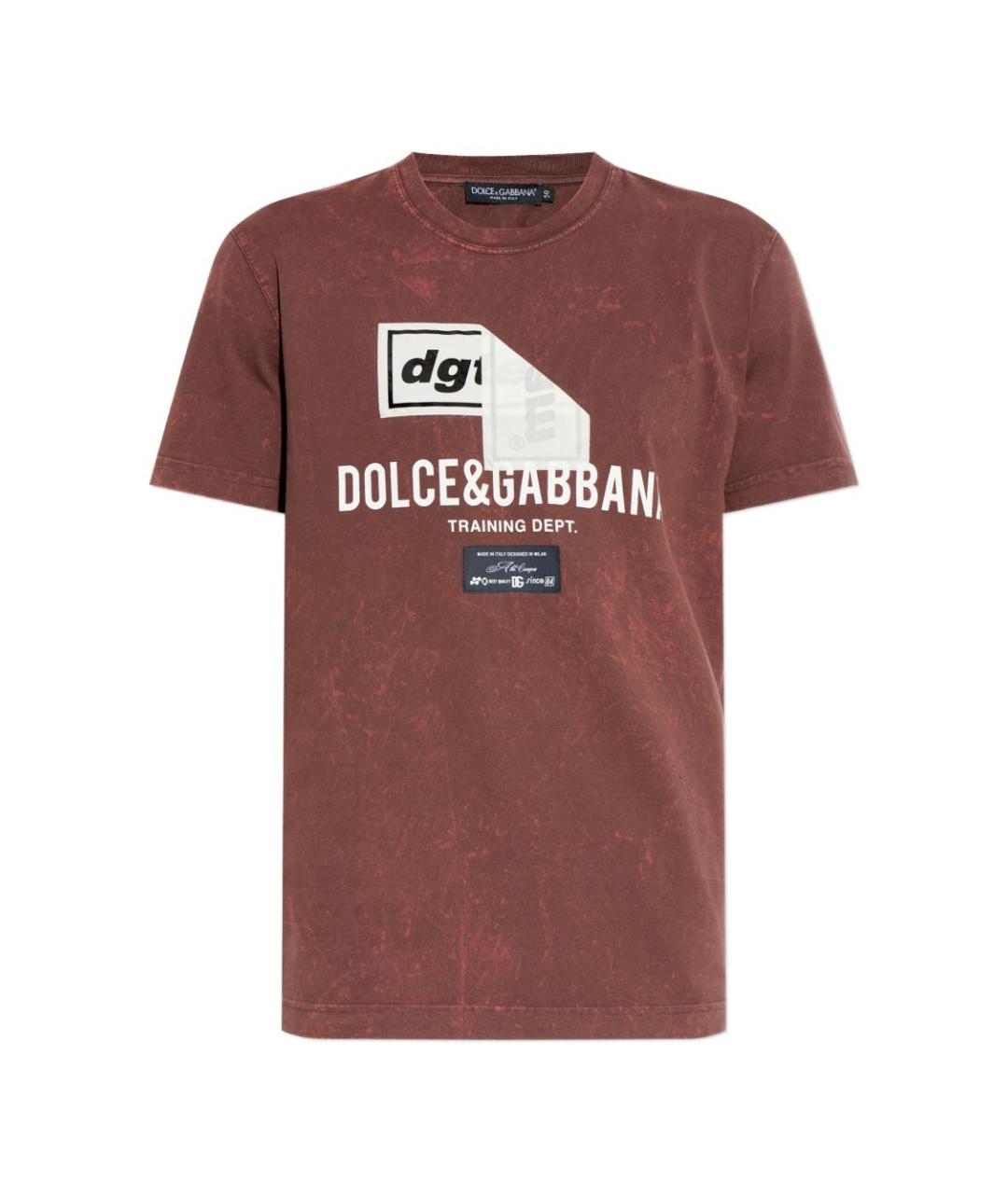 DOLCE&GABBANA Бордовая хлопковая футболка, фото 1