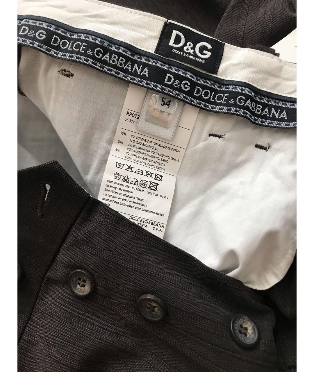 DOLCE&GABBANA Коричневые хлопковые повседневные брюки, фото 6