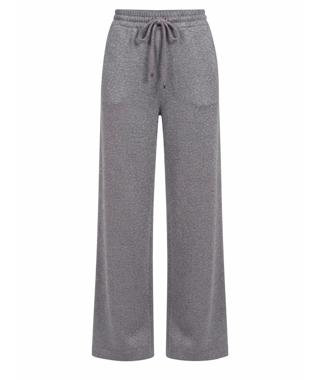 BRUNELLO CUCINELLI Серые хлопковые прямые брюки, фото 1