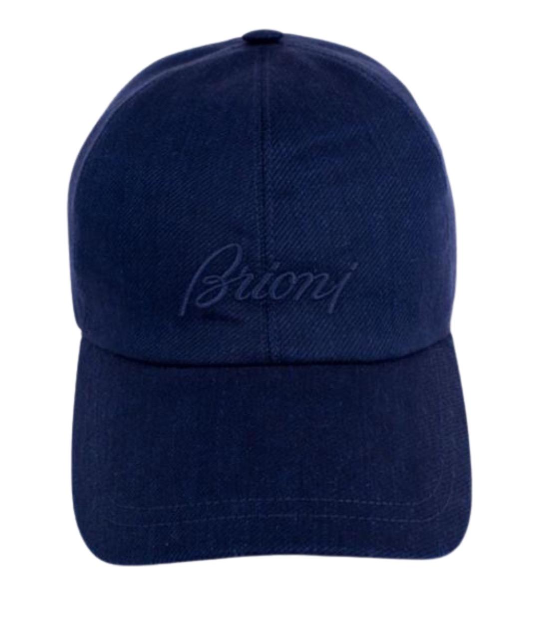 BRIONI Синяя льняная кепка/бейсболка, фото 1