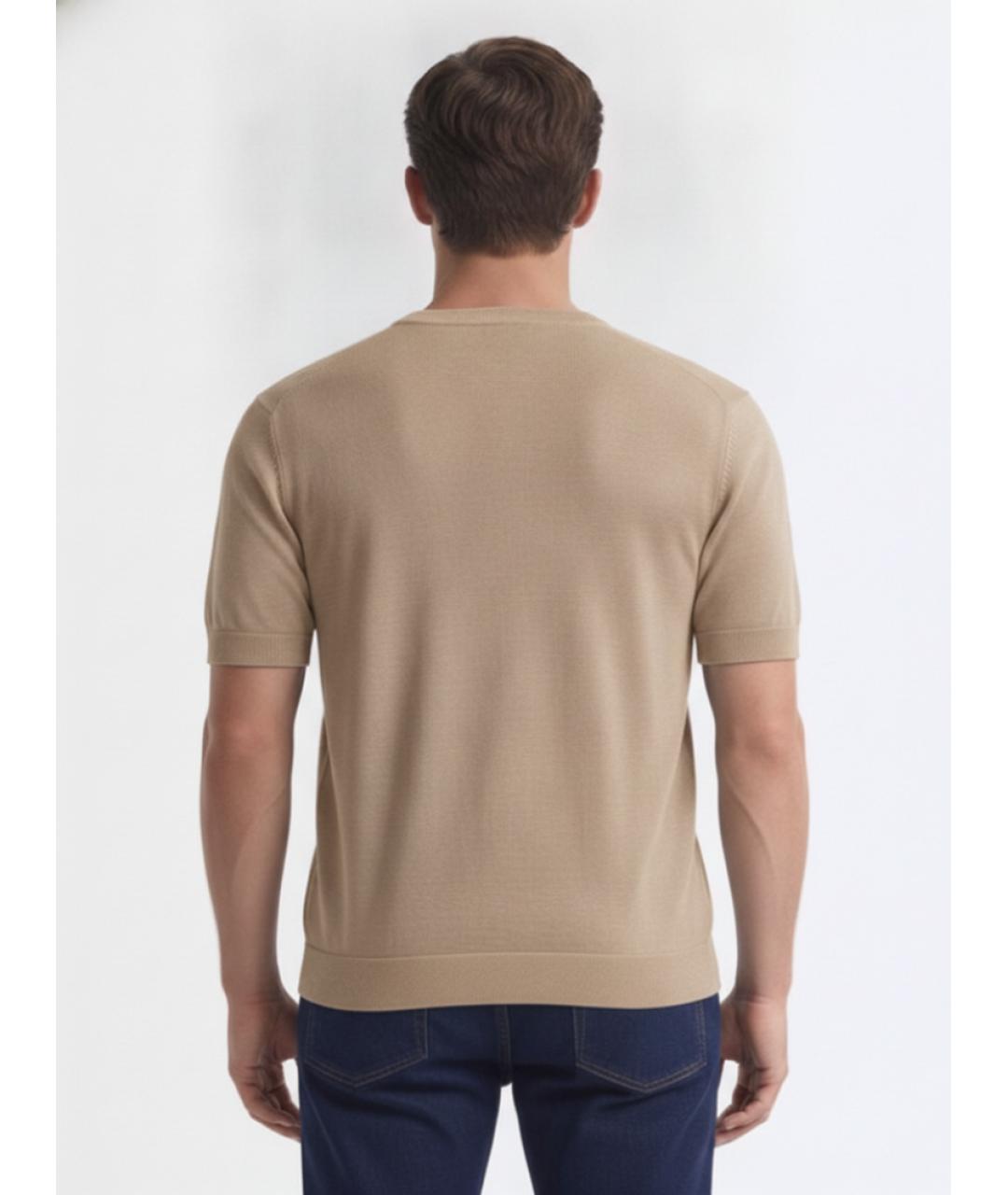 OUTFIT Бежевая хлопковая футболка, фото 2