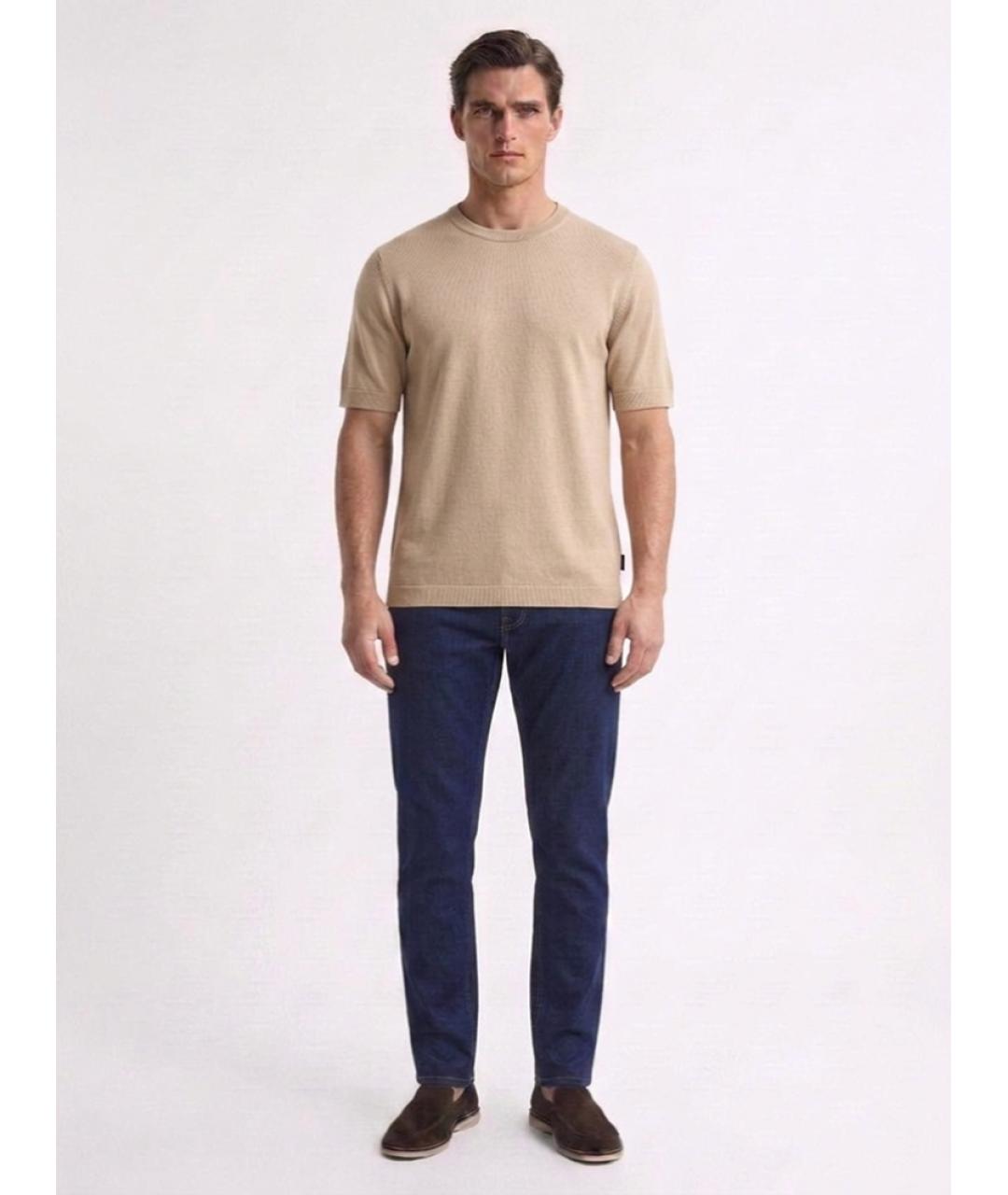 OUTFIT Бежевая хлопковая футболка, фото 3
