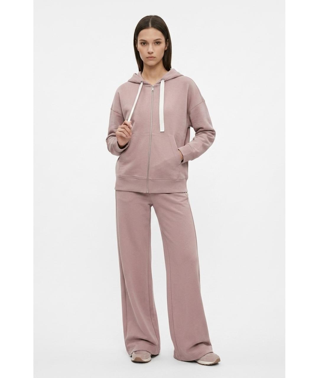 MAX MARA Розовые хлопковые прямые брюки, фото 2