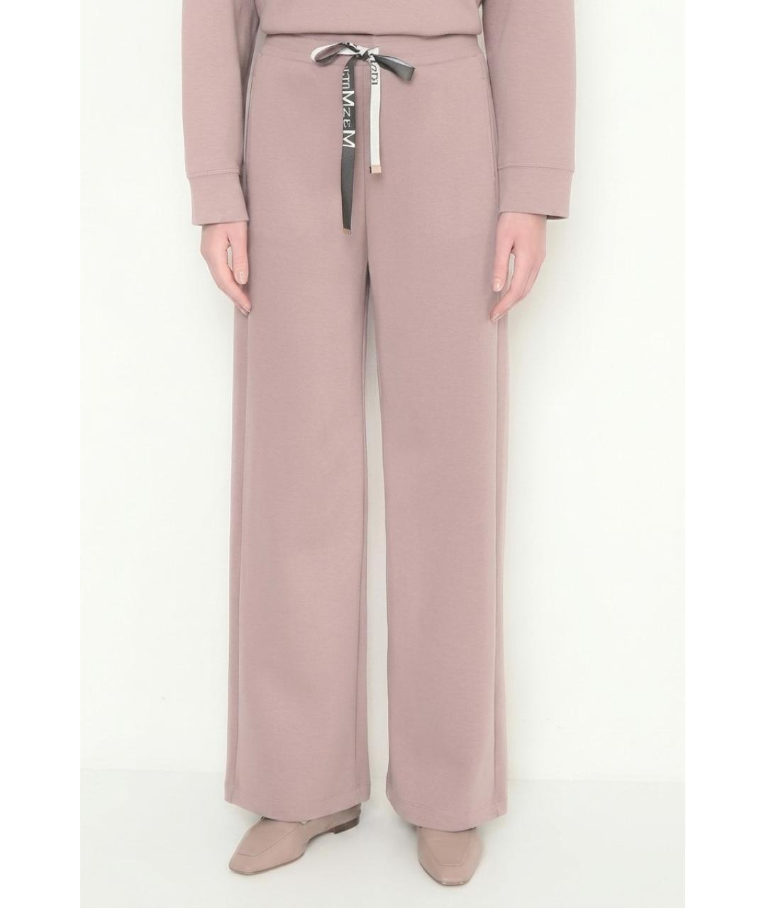 MAX MARA Розовые хлопковые прямые брюки, фото 4