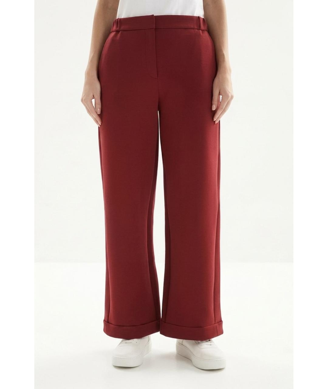 MAX MARA Бордовые хлопковые прямые брюки, фото 4