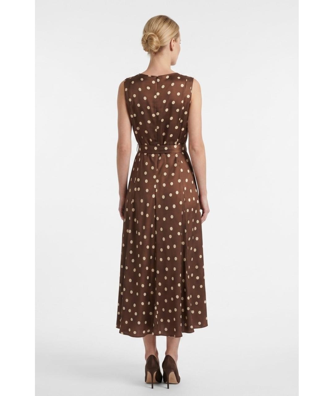 MAX MARA Коричневое шелковое повседневное платье, фото 4