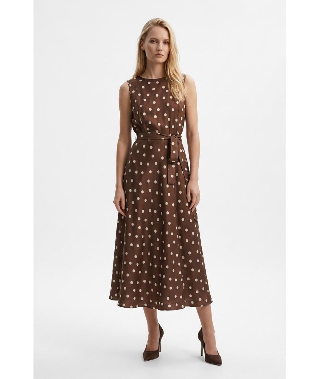 MAX MARA Коричневое шелковое повседневное платье, фото 2