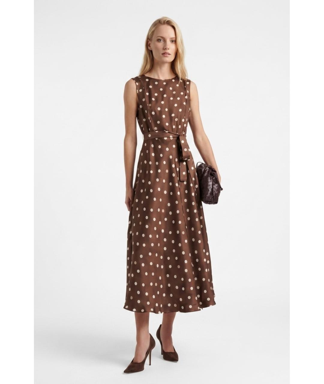 MAX MARA Коричневое шелковое повседневное платье, фото 3