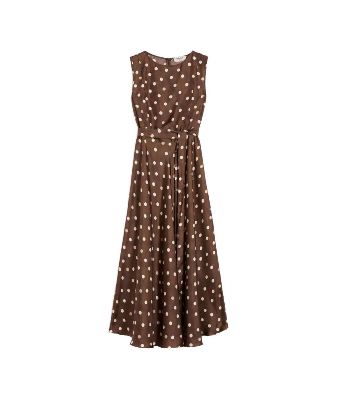 MAX MARA Коричневое шелковое повседневное платье, фото 1