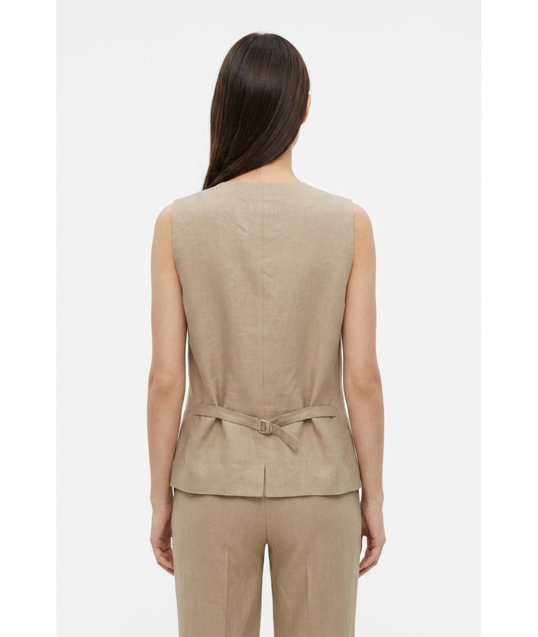 MAX MARA Бежевый льняной жилет, фото 3