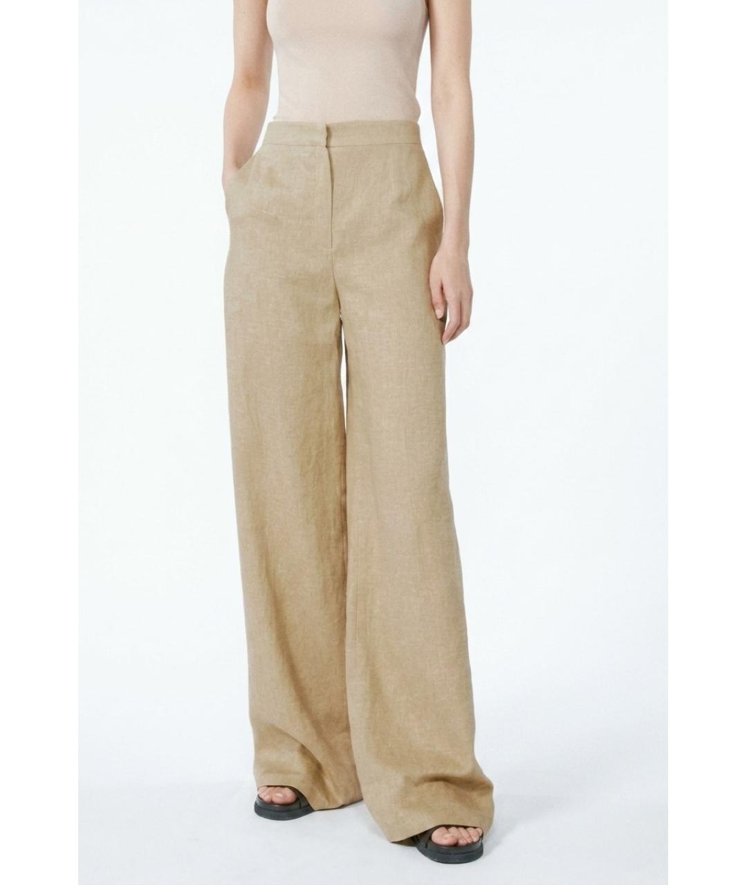 MAX MARA Бежевые льняные брюки широкие, фото 2