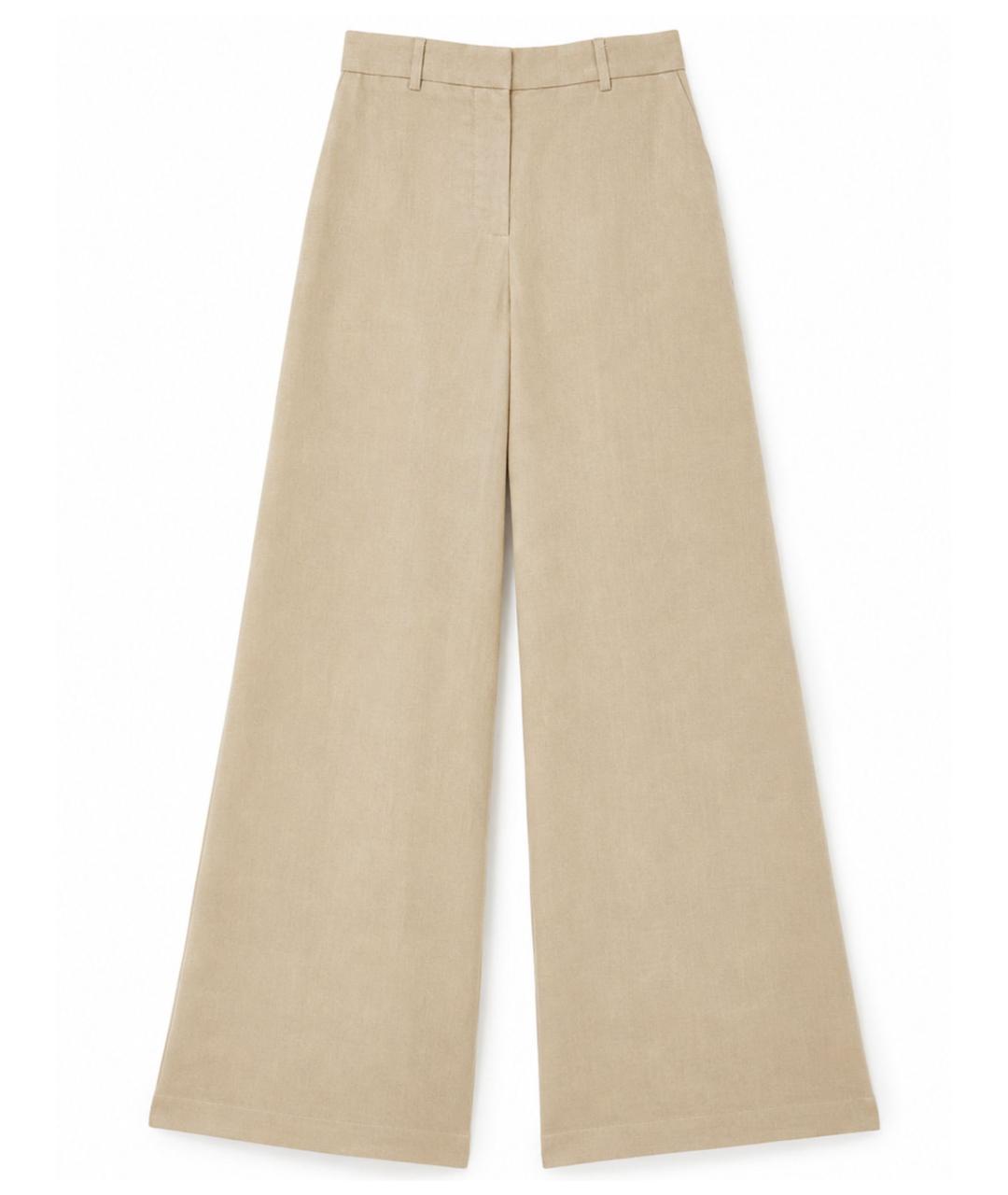 MAX MARA Бежевые льняные брюки широкие, фото 1