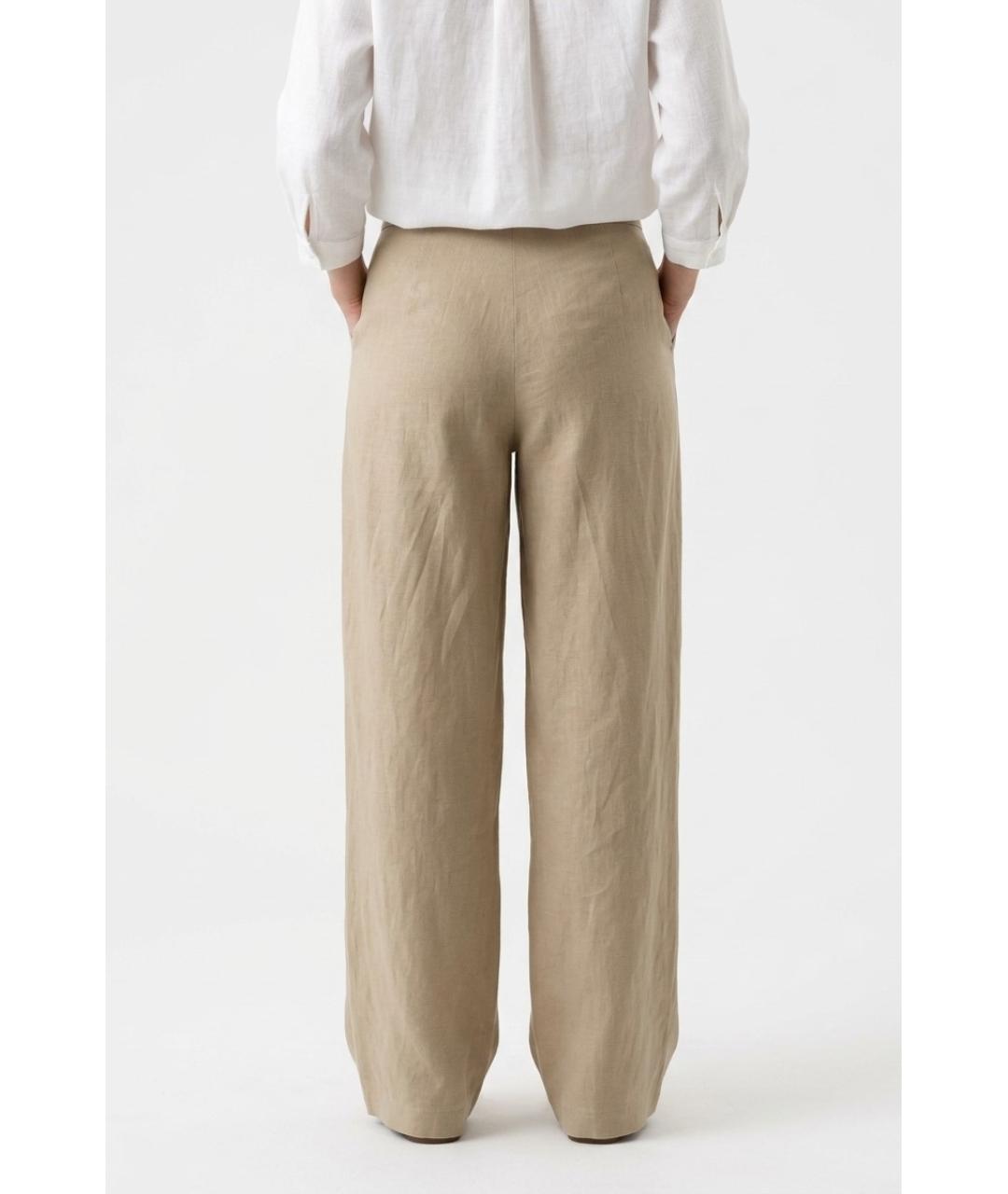 MAX MARA Бежевые льняные брюки широкие, фото 4