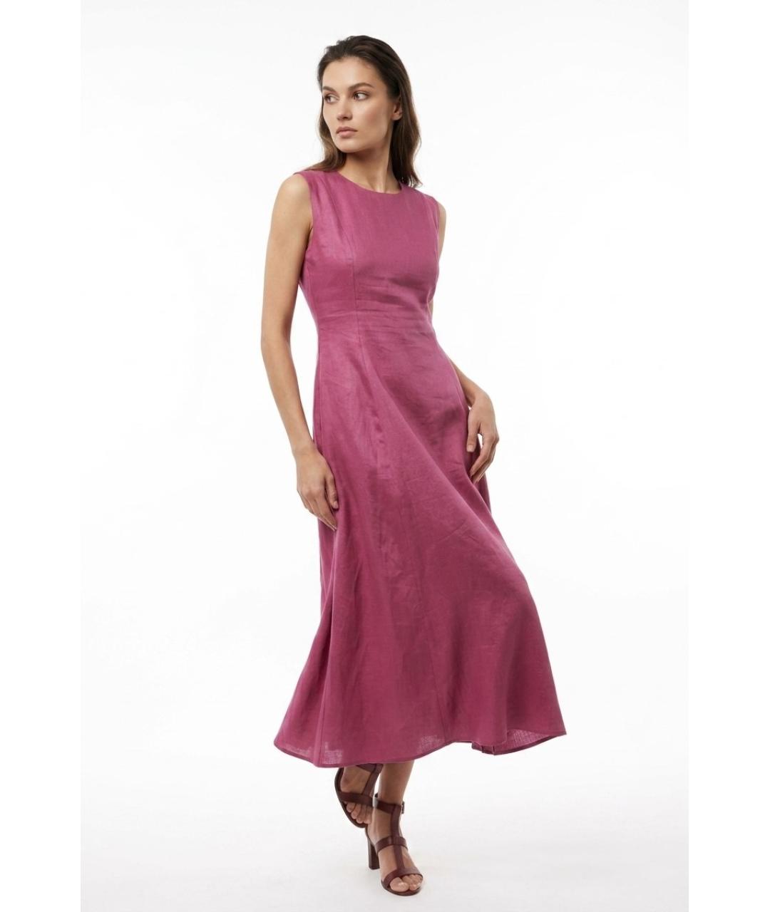 MAX MARA Фуксия льняное повседневное платье, фото 3