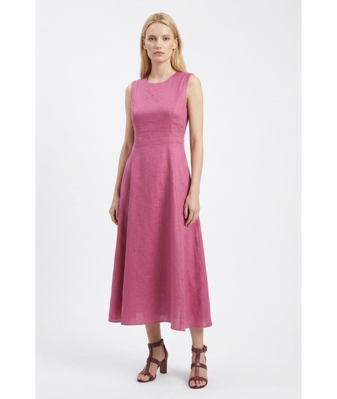 MAX MARA Фуксия льняное повседневное платье, фото 2