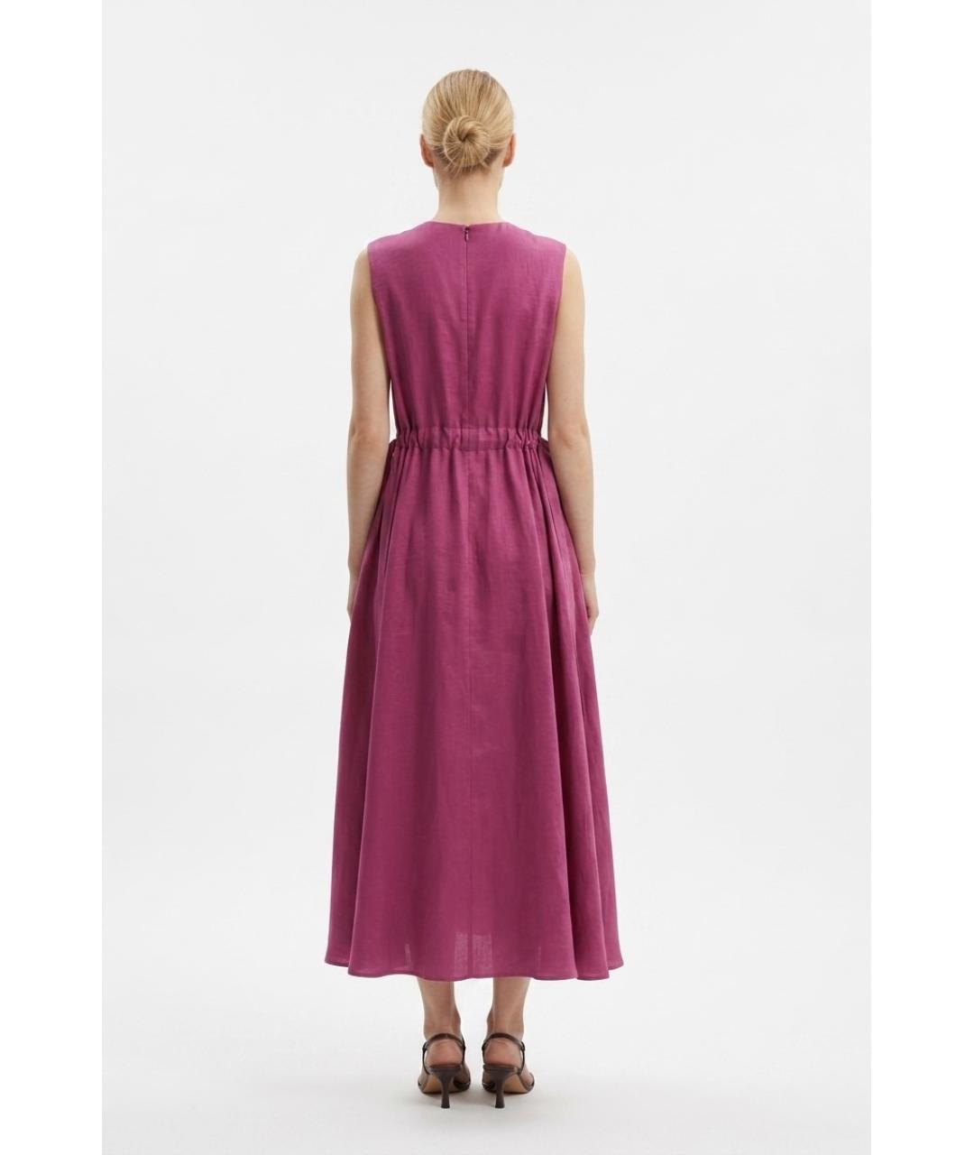 MAX MARA Фуксия льняное повседневное платье, фото 4