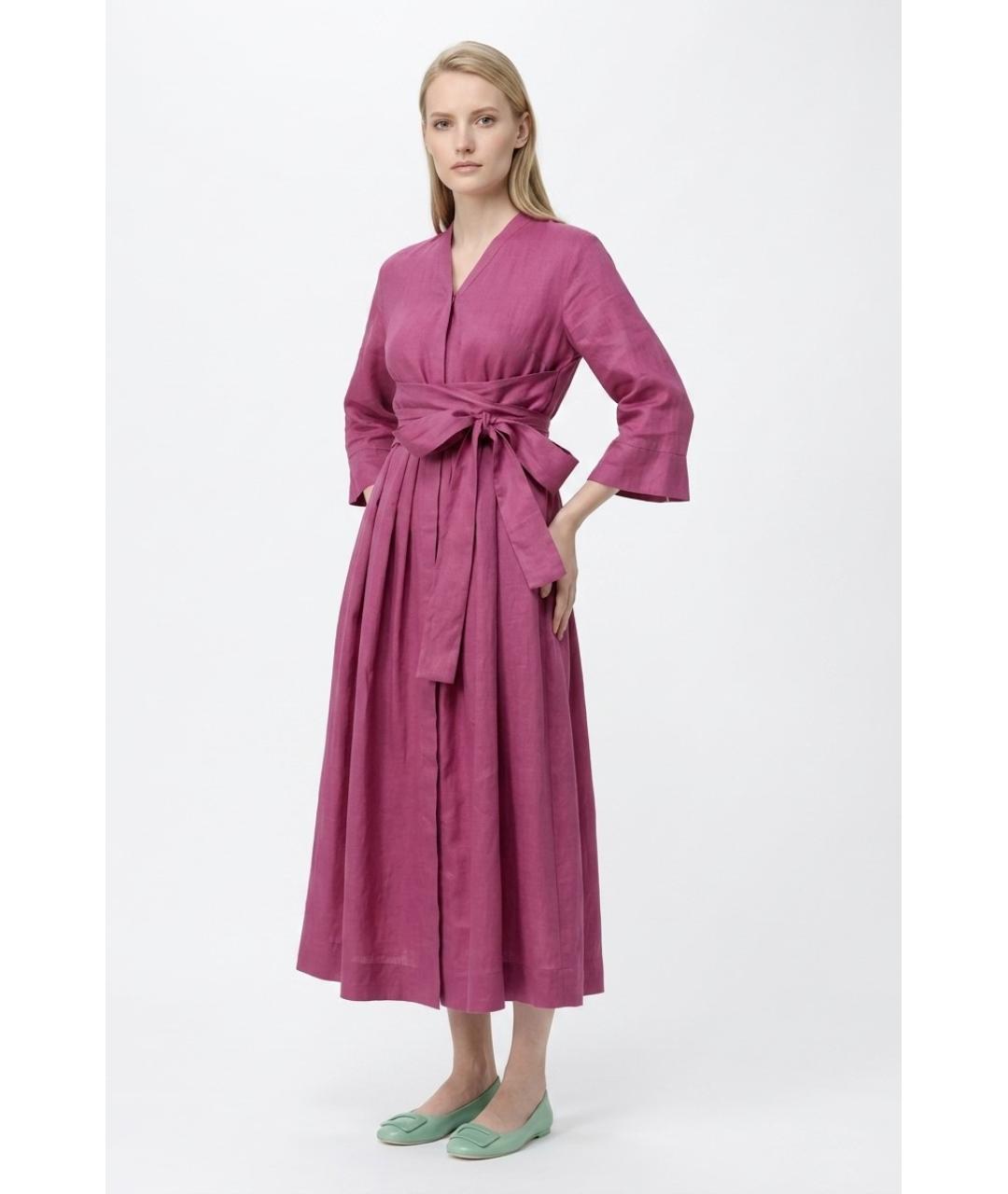 MAX MARA Фуксия льняное повседневное платье, фото 2