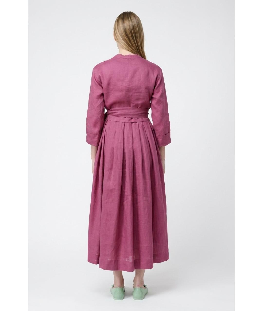 MAX MARA Фуксия льняное повседневное платье, фото 4