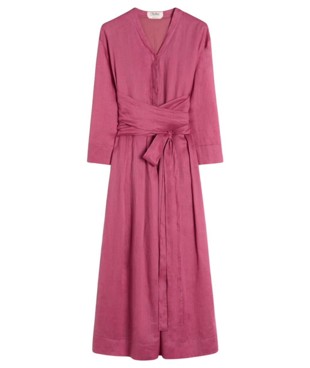 MAX MARA Фуксия льняное повседневное платье, фото 1