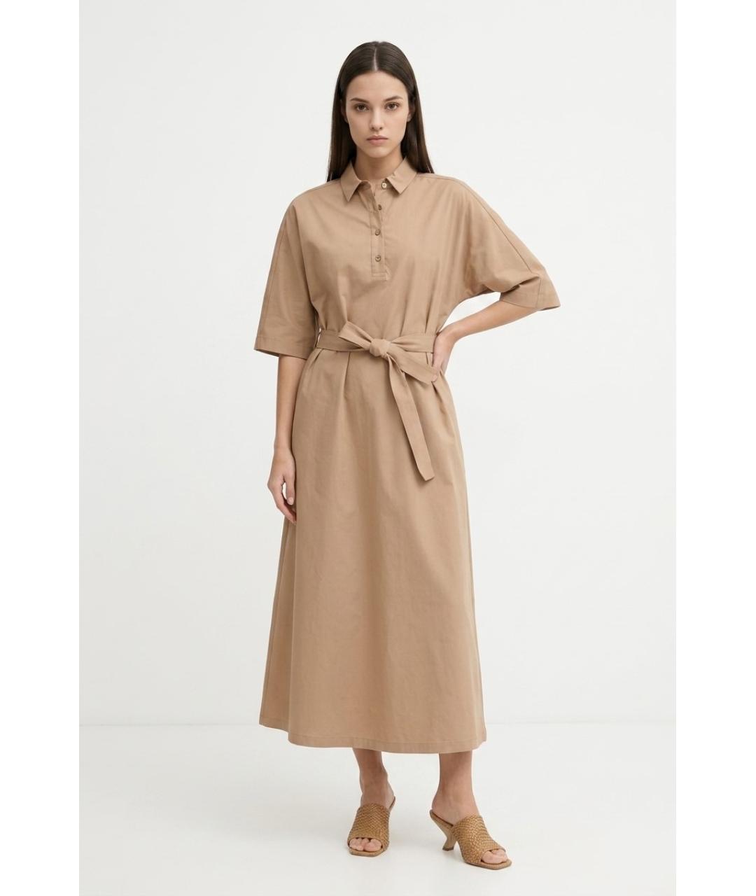 MAX MARA Бежевое хлопковое повседневное платье, фото 2