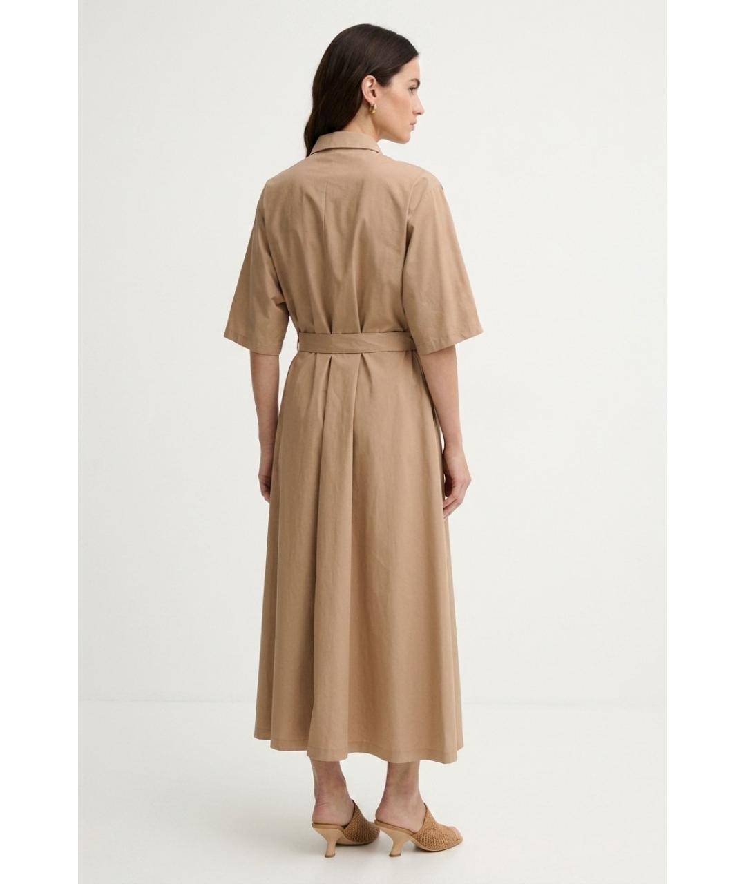 MAX MARA Бежевое хлопковое повседневное платье, фото 3