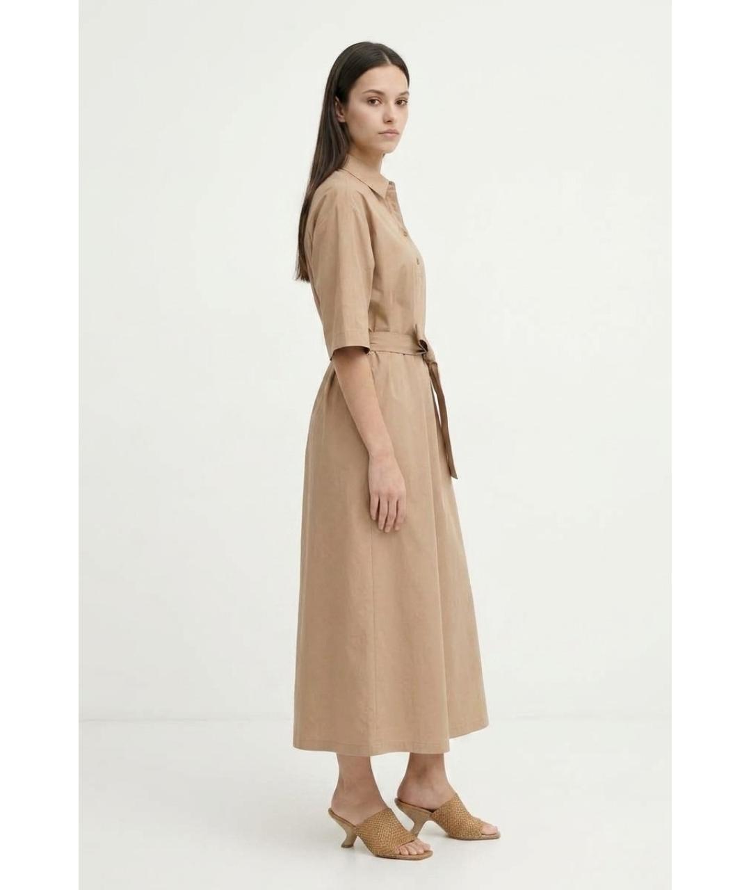MAX MARA Бежевое хлопковое повседневное платье, фото 4