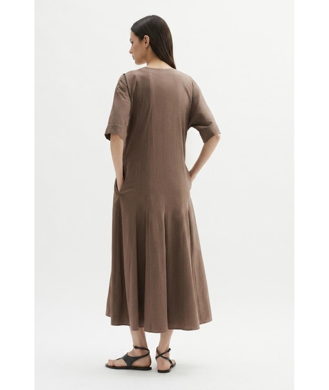 MAX MARA Коричневое хлопковое платье, фото 4