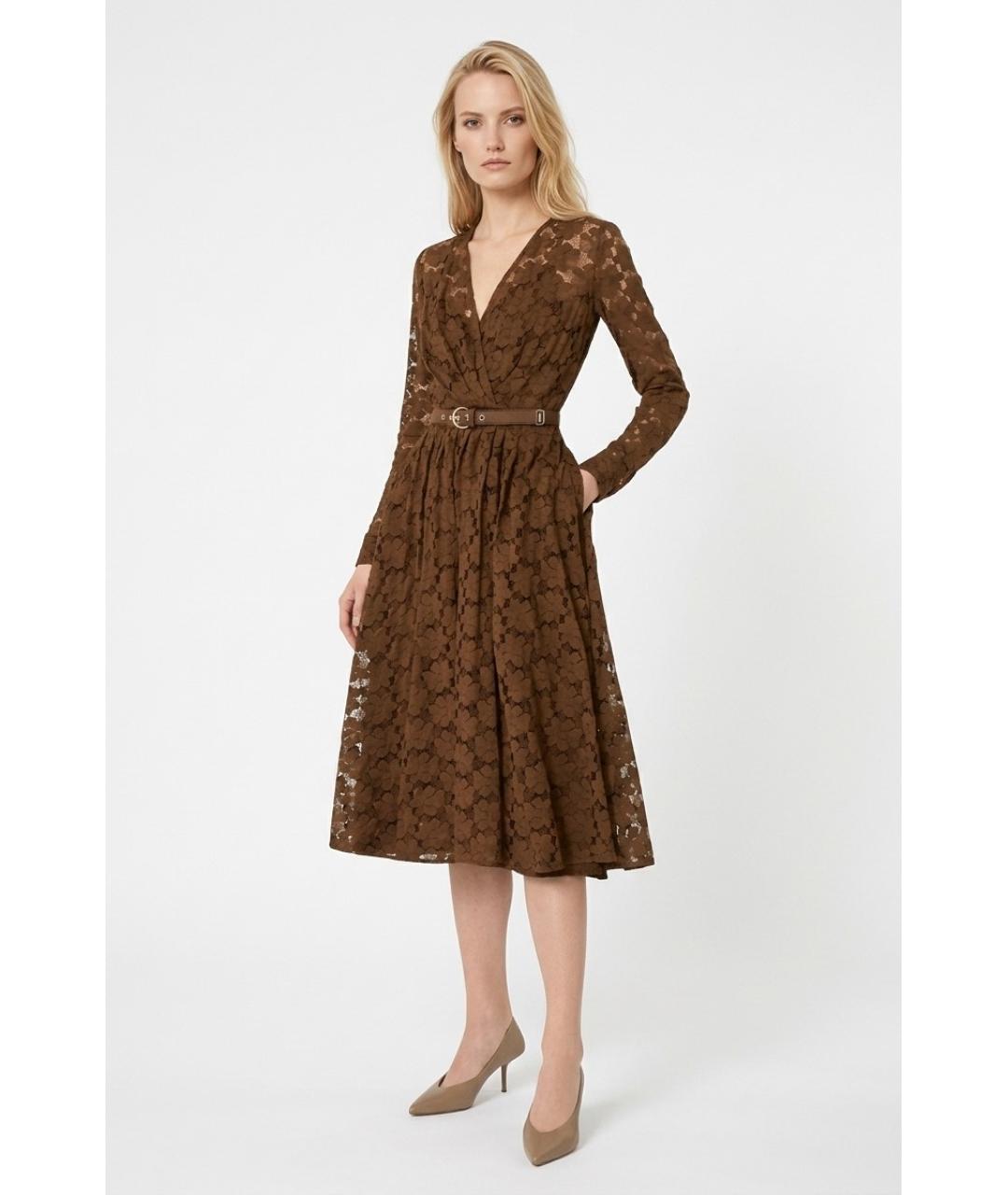 MAX MARA Коричневое полиамидовое повседневное платье, фото 2