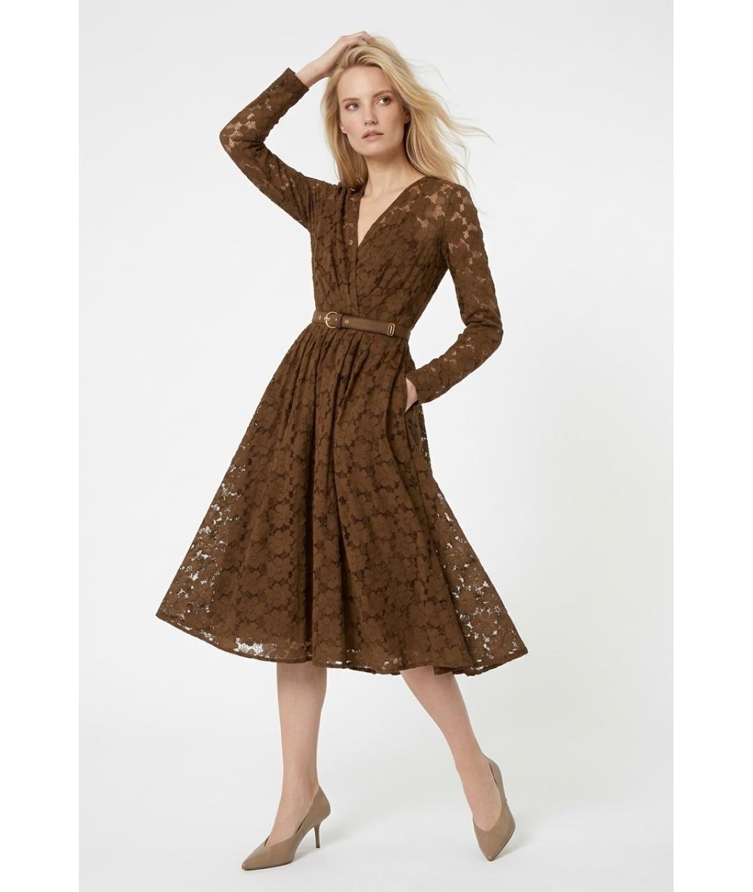 MAX MARA Коричневое полиамидовое повседневное платье, фото 3