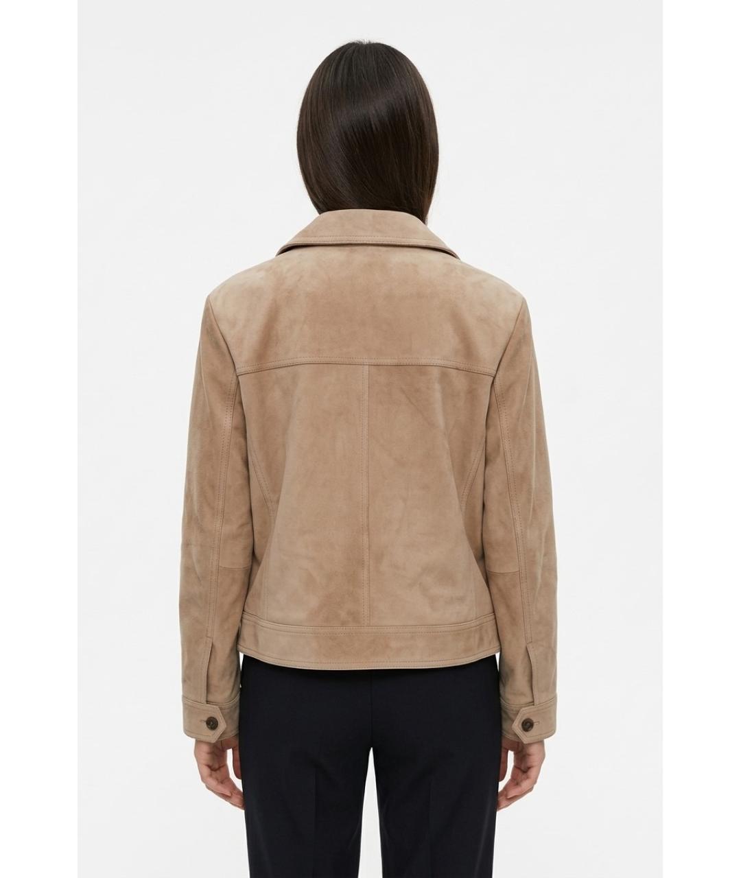 MAX MARA Бежевая кожаная куртка, фото 3