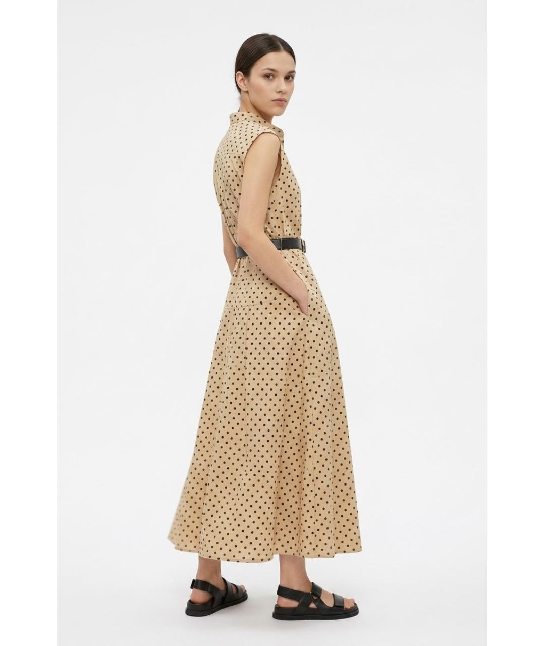 MAX MARA Бежевое хлопковое повседневное платье, фото 4