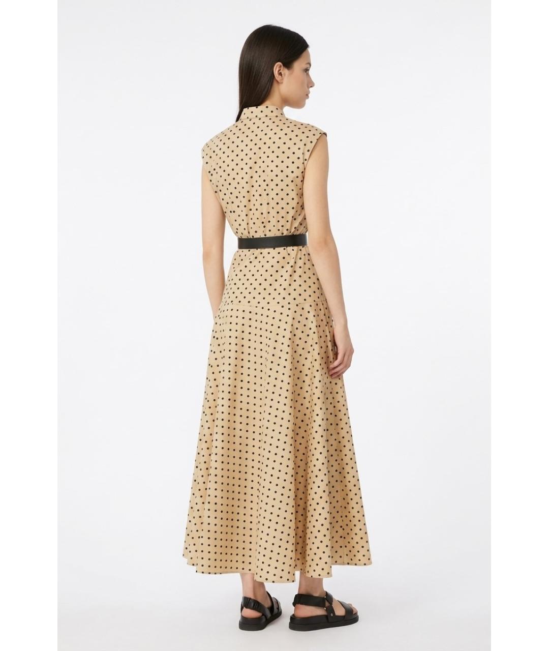 MAX MARA Бежевое хлопковое повседневное платье, фото 3