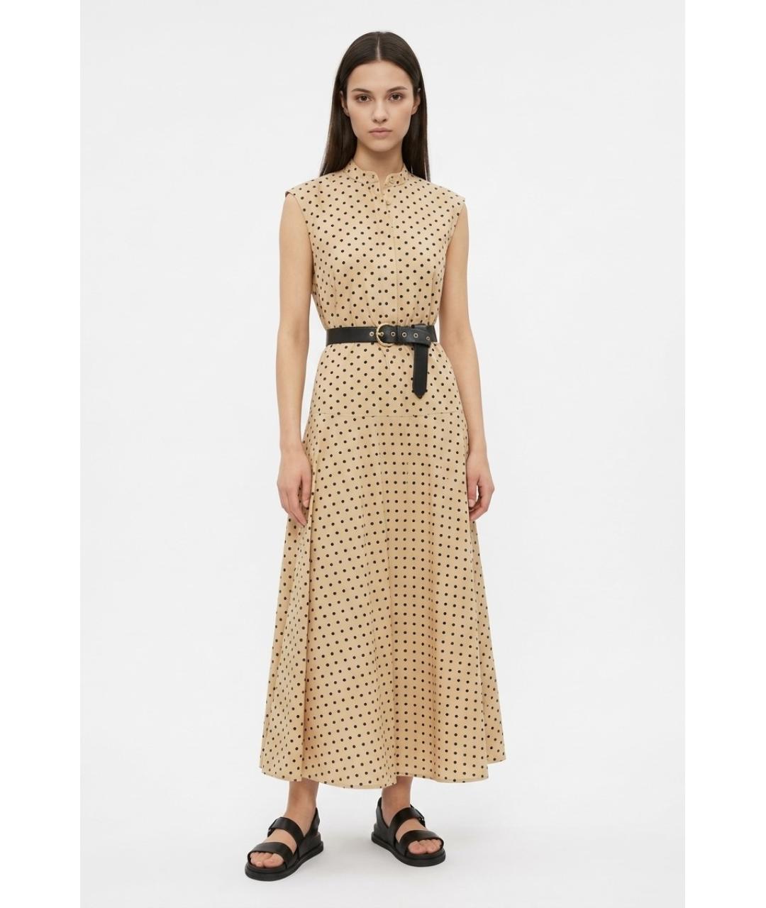 MAX MARA Бежевое хлопковое повседневное платье, фото 2