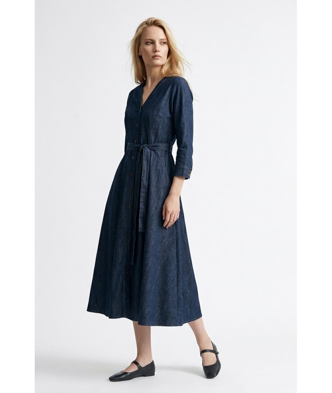MAX MARA Синее хлопковое повседневное платье, фото 4