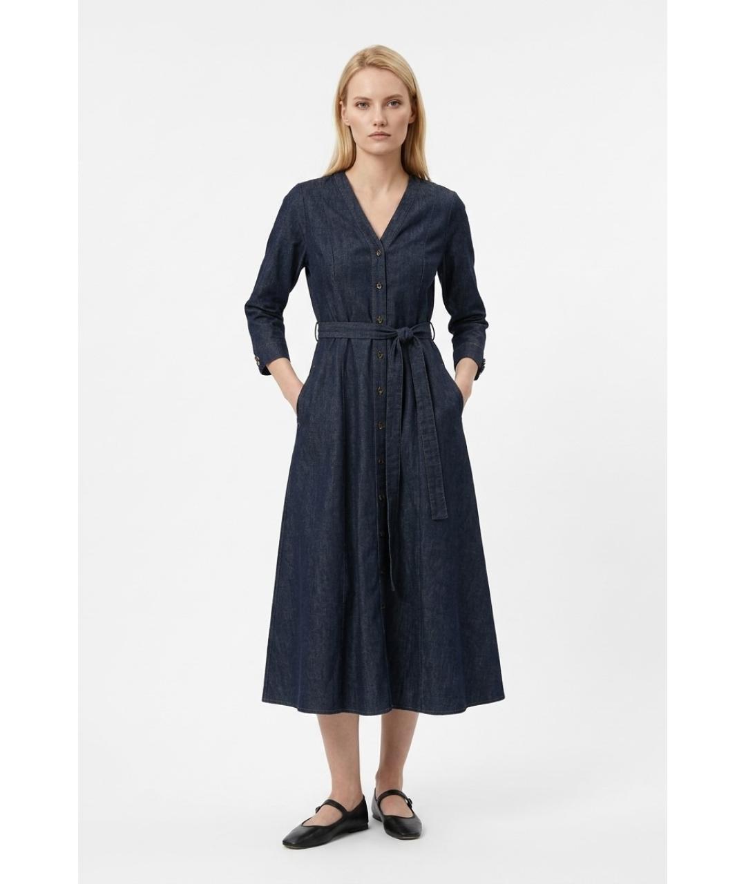 MAX MARA Синее хлопковое повседневное платье, фото 2
