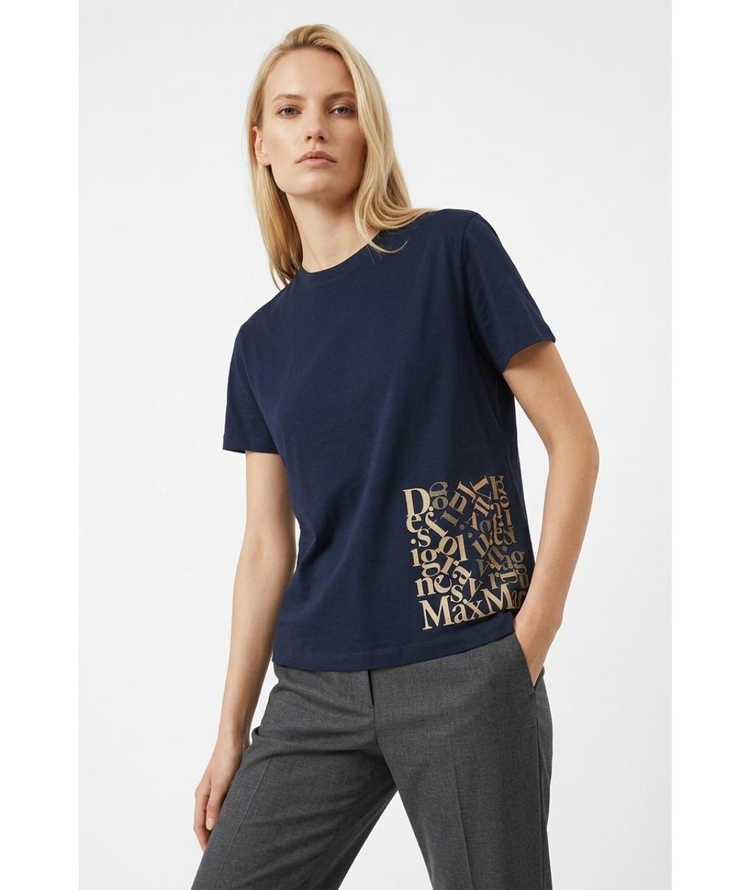 MAX MARA Синяя хлопковая футболка, фото 3