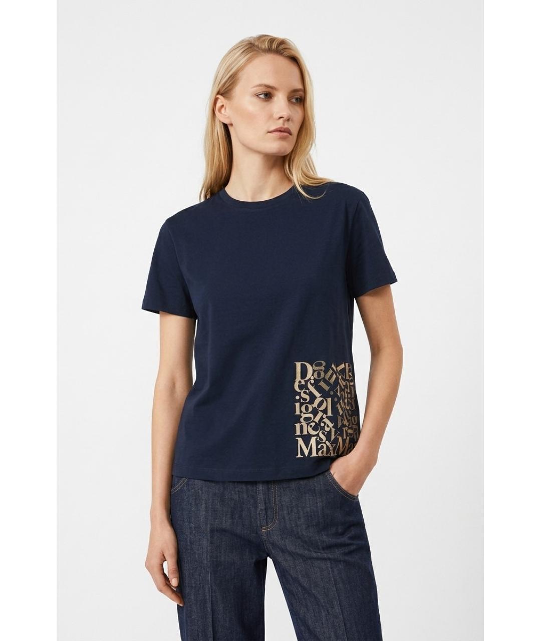 MAX MARA Синяя хлопковая футболка, фото 2
