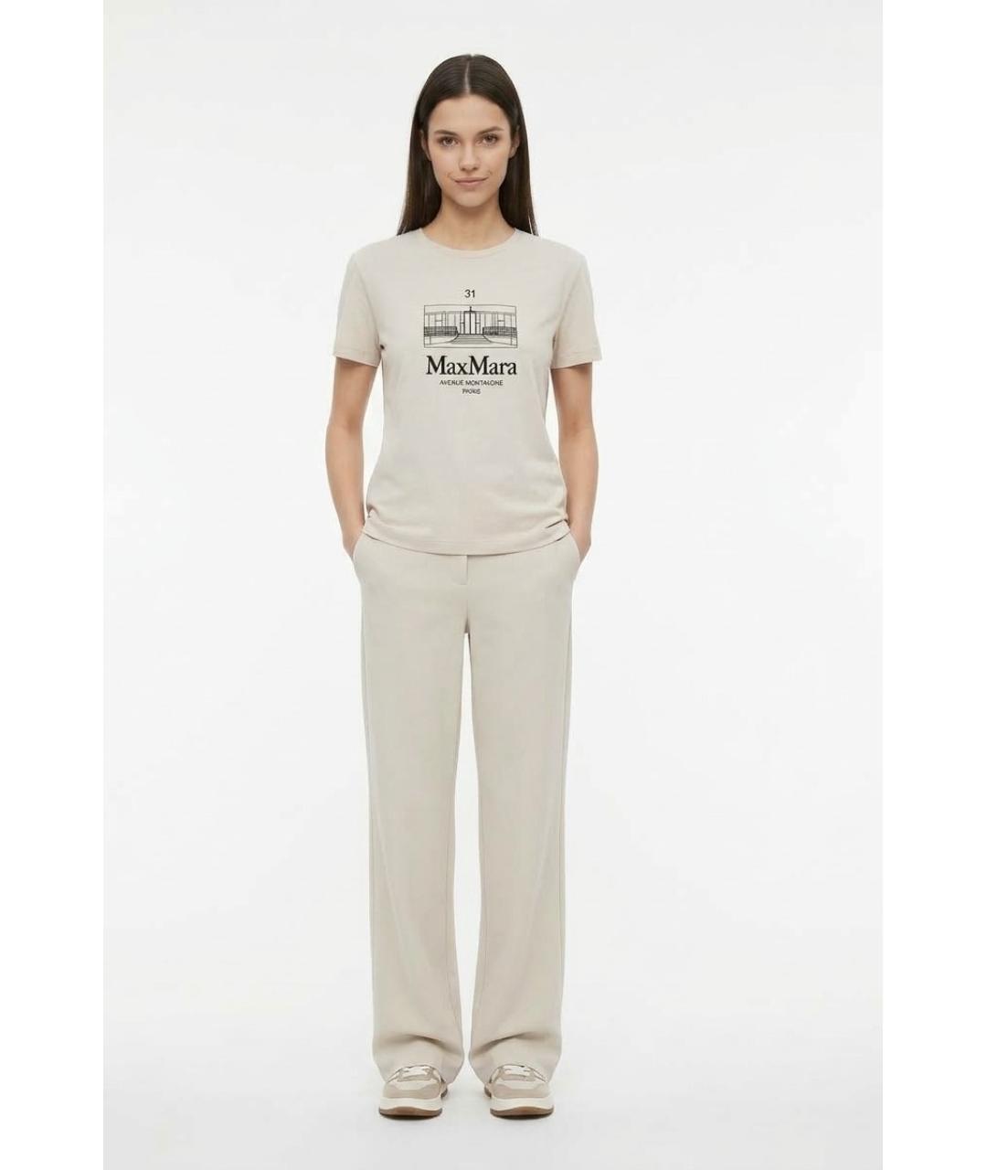 MAX MARA Серая хлопковая футболка, фото 3