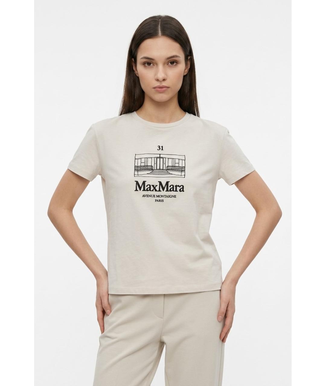 MAX MARA Серая хлопковая футболка, фото 2