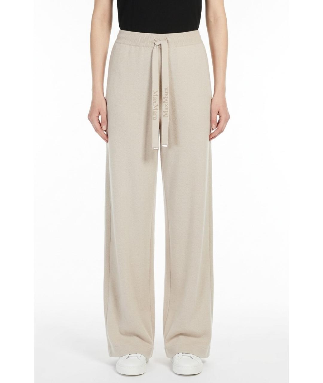 MAX MARA Бежевые хлопковые прямые брюки, фото 4