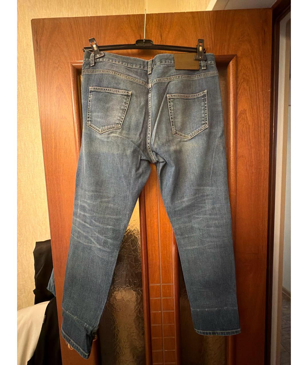 GUCCI Голубые хлопковые прямые джинсы, фото 2
