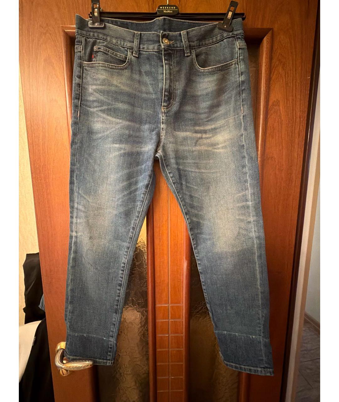 GUCCI Голубые хлопковые прямые джинсы, фото 7
