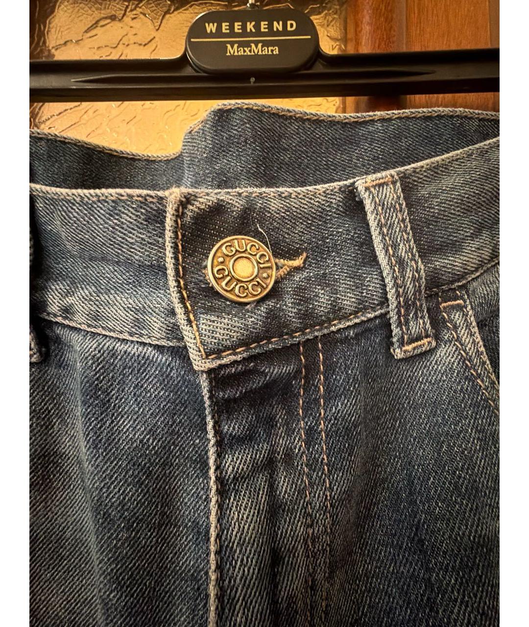 GUCCI Голубые хлопковые прямые джинсы, фото 6