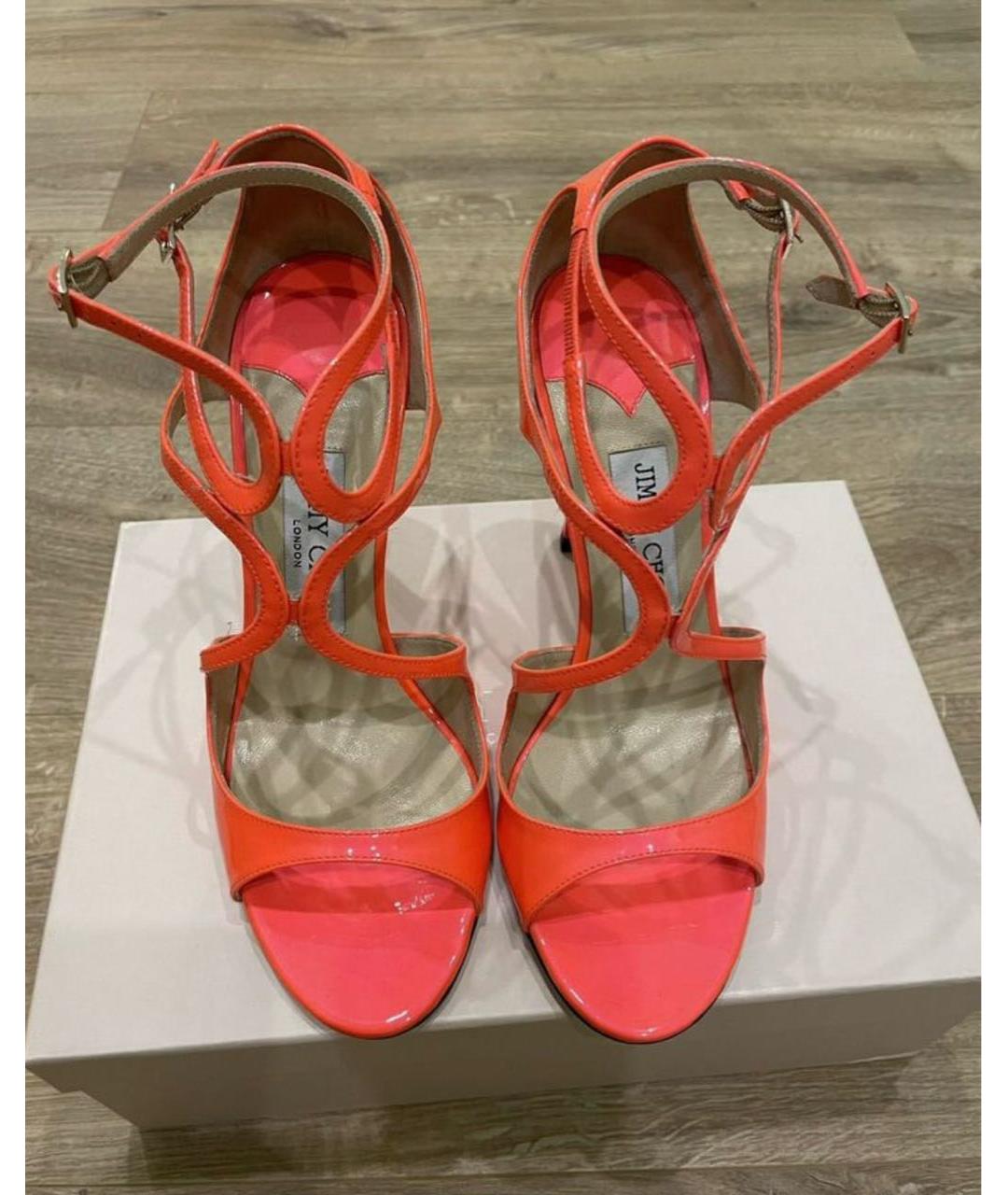 JIMMY CHOO Оранжевые босоножки из лакированной кожи, фото 2