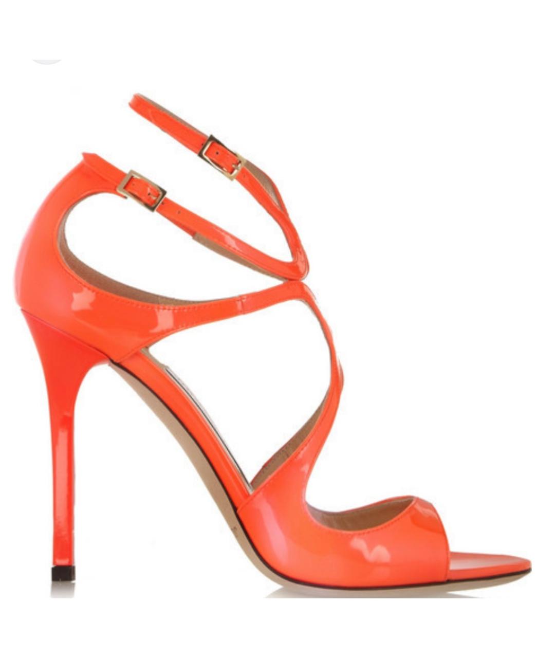 JIMMY CHOO Оранжевые босоножки из лакированной кожи, фото 5
