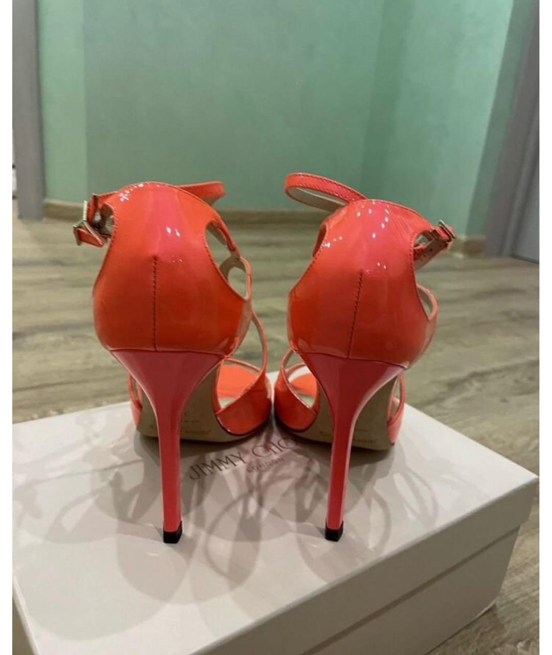 JIMMY CHOO Оранжевые босоножки из лакированной кожи, фото 3