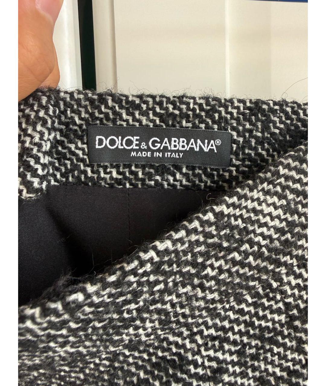 DOLCE&GABBANA Антрацитовая шерстяная юбка мини, фото 3