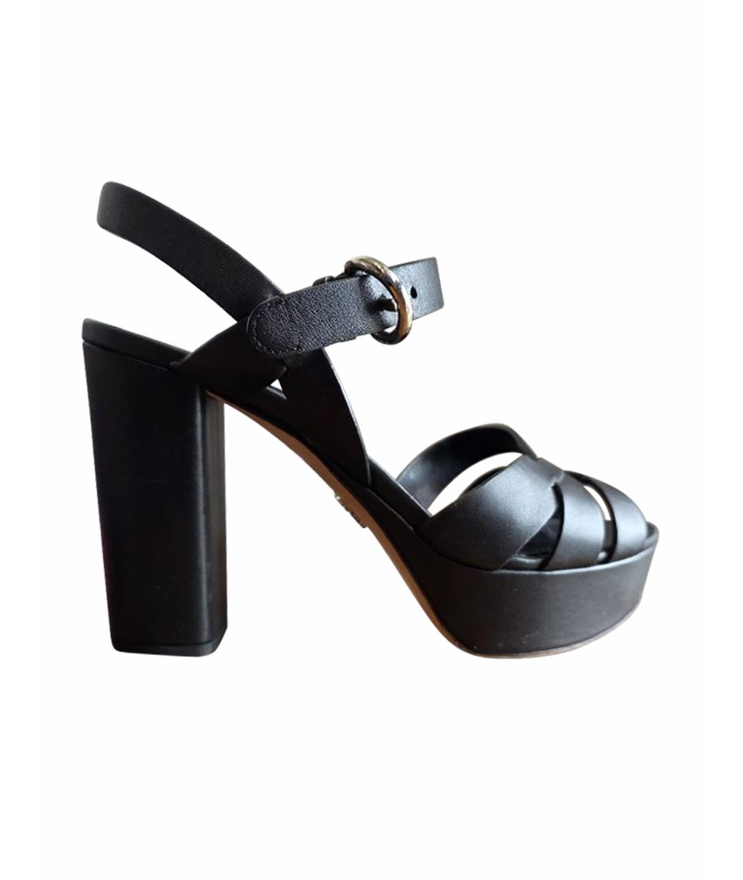 PRADA Черные кожаные босоножки, фото 9
